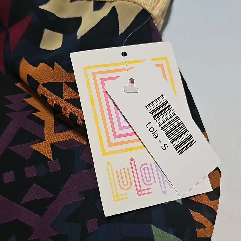 LuLaRoe Lola A-Line Skirt with Colorful Tribal Patterns Small New